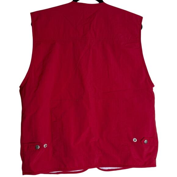 Big Mountain Utility Vest Men's XL Red Mesh Lined Pockets V-Neck Full Zip Hiking - Picture 2 of 9